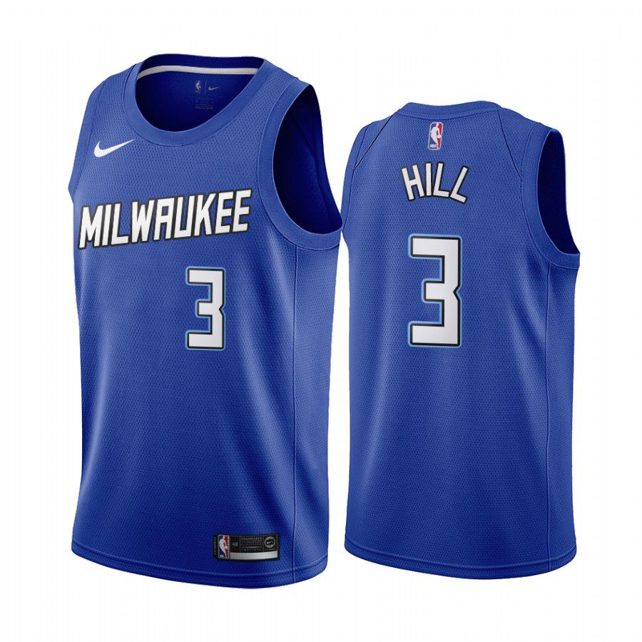 Men Milwaukee Bucks #3 george hill navy city edition new uniform 2020 nba jersey->golden state warriors->NBA Jersey